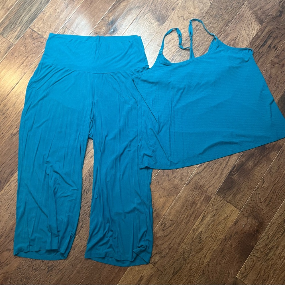 Old Navy Turquoise Ribbed Maternity Sleep Set XL
